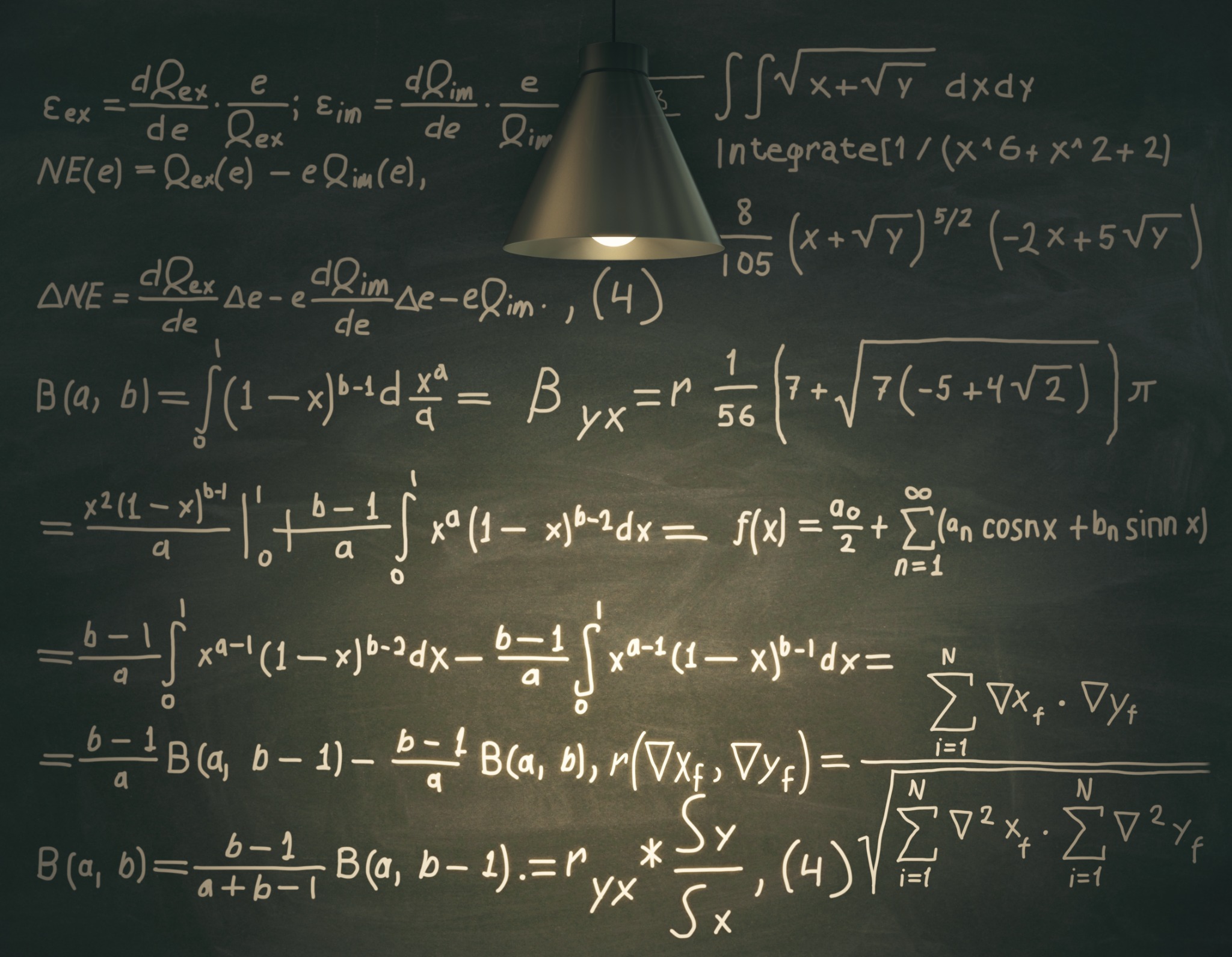 Mathematics equations on a chalkboard